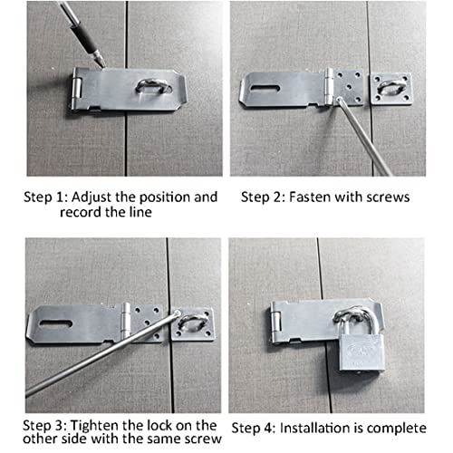 Image of 2 Pack Door Locks Hasp Latch,Stainless Steel Safety Clasp Hasp Lock Latch,Extra Thick Gate Lock Hasp with Screws Brushed Finish for Small Doors, Cabinets and More (Black, 5IN)