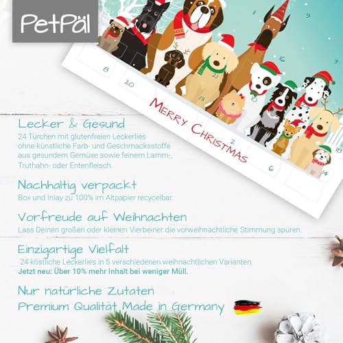 PetPäl Hunde Adventskalender 2025 - Ohne Getreide, Gluten, Zucker, Salz - DER Gesunde und Leckere Snack, Leckerli zu Weihnachten für Deinen Hund - Natürliche Hundekekse zum Advent - Made in Germany