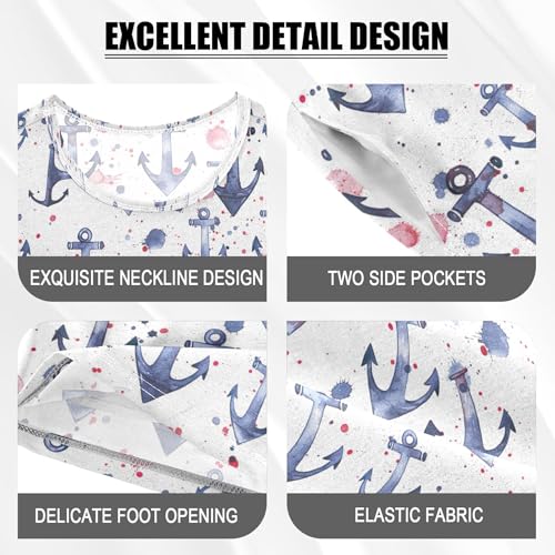 Anchor Pajama Set Pajamas Sleepwear Nightwear Loungewear Clothes Set B04034184