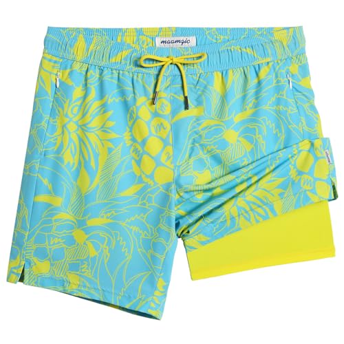Image of maamgic 2 in 1 Mens Swim Trunks 7 Inch Swim Shorts Swim Suits Board Shorts