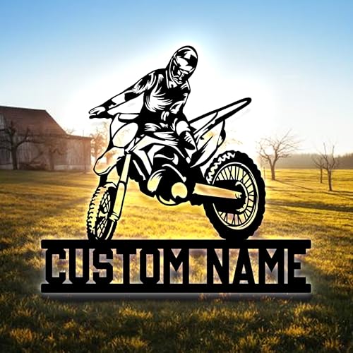 Image of Custom Motorcycle Dirt Bike Metal Wall With LEDLight, Custom Motorbike Name, Gift For Motorcycle Lovers, Wall Hanging, Home Decor, Birthday Xmas Gift