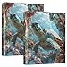 ALAZA Turtle Sea 3 Ring Binder Holds of 200 Sheets Fits Letter Sized Paper D-Ring Organizer for School Home Work Office Supplies 2 Pack