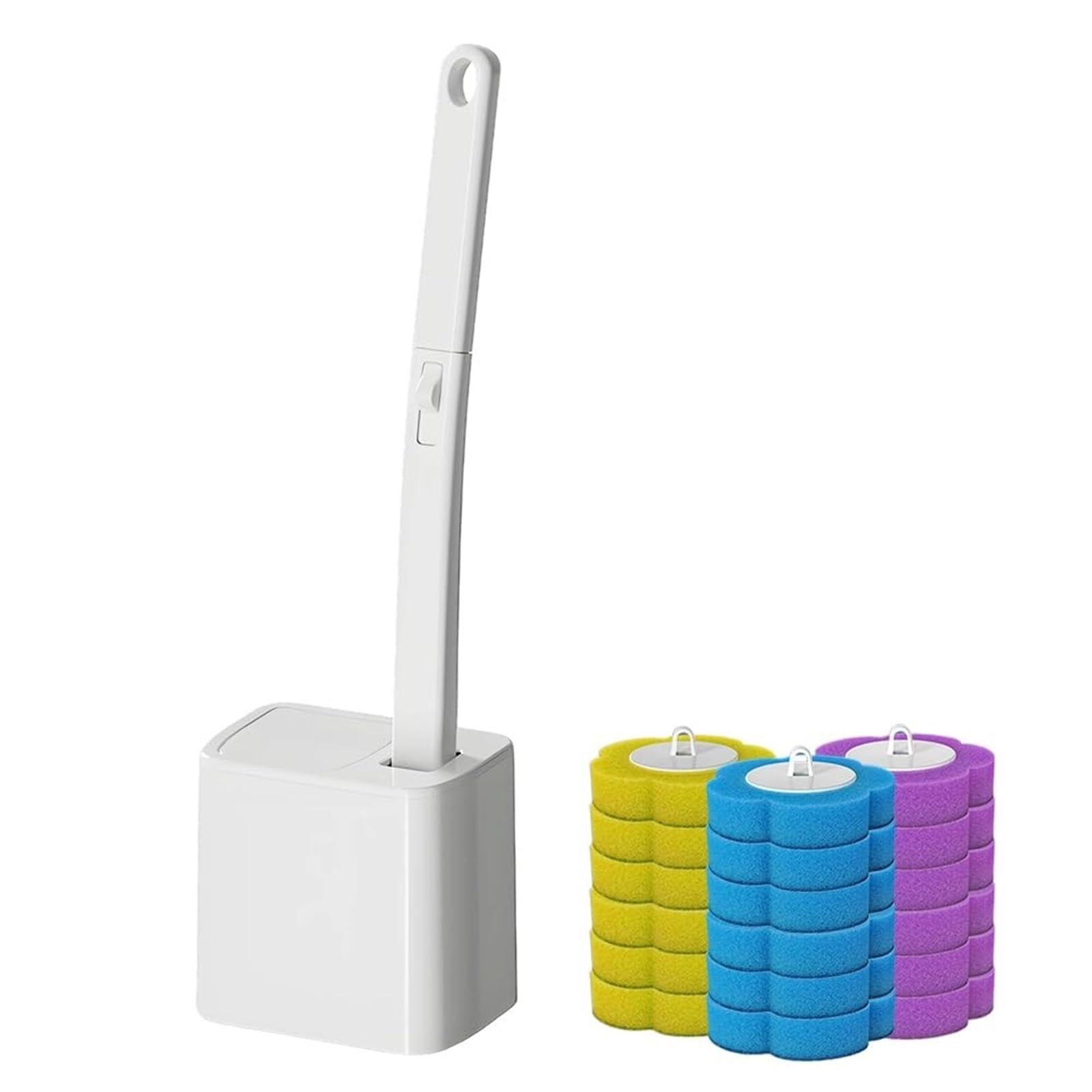 VZGQHMTR Compact Wall-Mounted Toilet Brush with Disposable Heads for Effortless Bathroom Cleaning