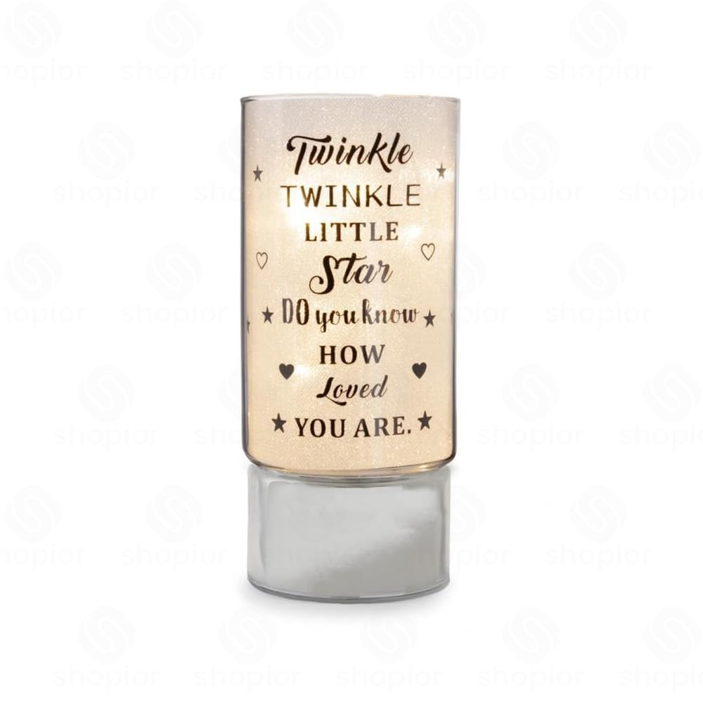 Battery Operated Glass Tube Light LED Shimmering Lamp with Sentimental Message | Decorative Night Light, Warm White Mood Lamp, Bereavement Keepsake, Birthday Gift | Home Decor (Twinkle little Star )