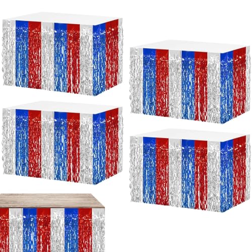 Fringe mesa de papel de aluminio con acabado tinsel brillante rectangular de 4 unidades 2