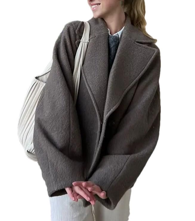 Women Double Breasted Lapel Long Sleeve Coat Solid Warm Chic Outerwear