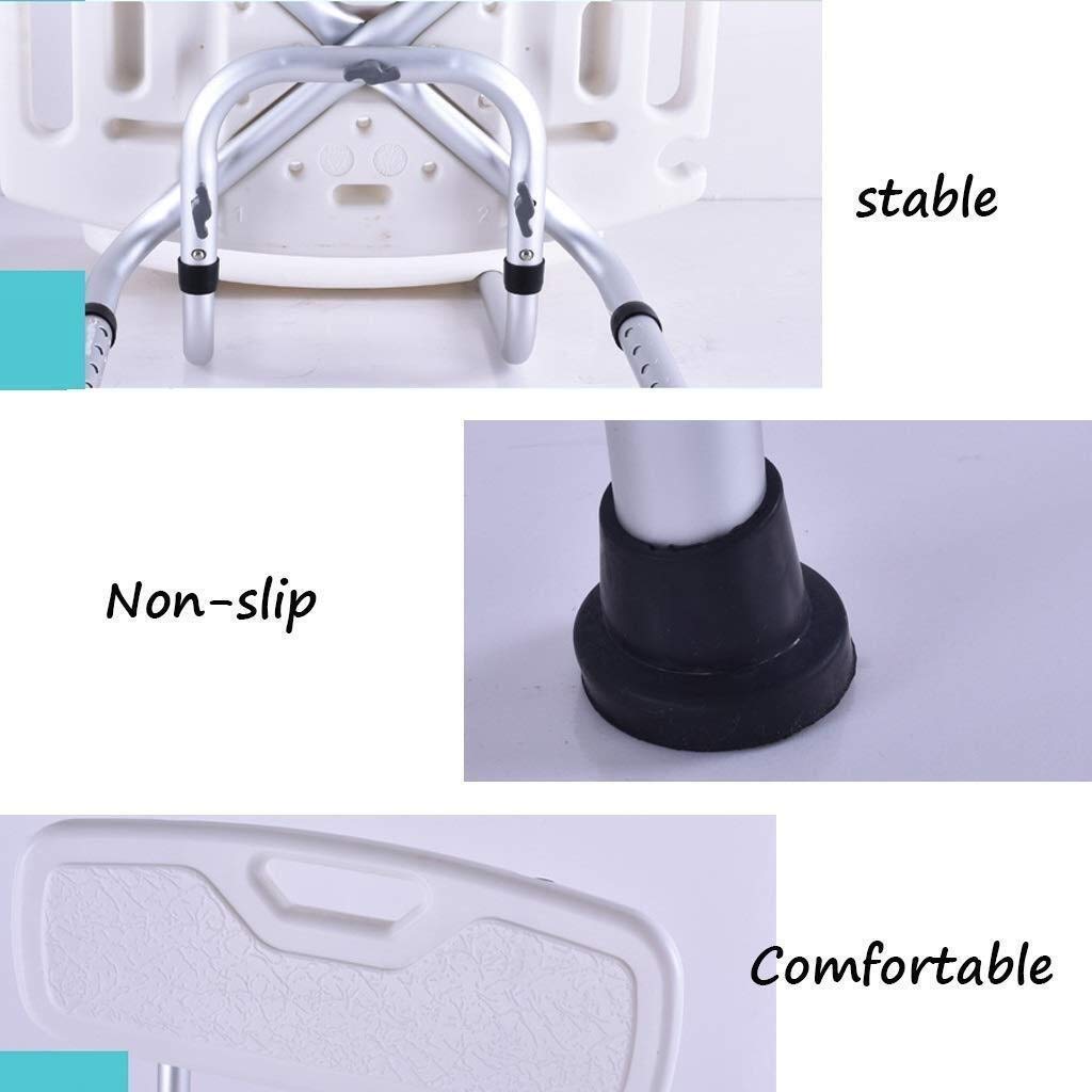 Taburete de Ducha Silla de baño Asiento de baño con apoyabrazos con Respaldo Altura Ajustable Portátil Ligero Aluminio Carcasa Antideslizante Cojinete 200 Kg