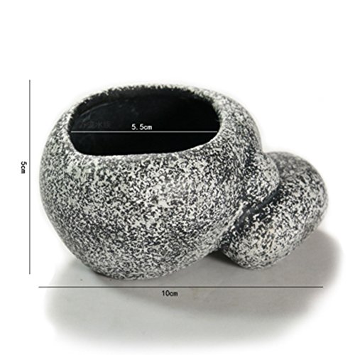 Dimart Exquisite Aquarium Fish Tank Decoration Ornaments Ceramics Water Plants Planted Pots(S, Deep Gray) #TOP4