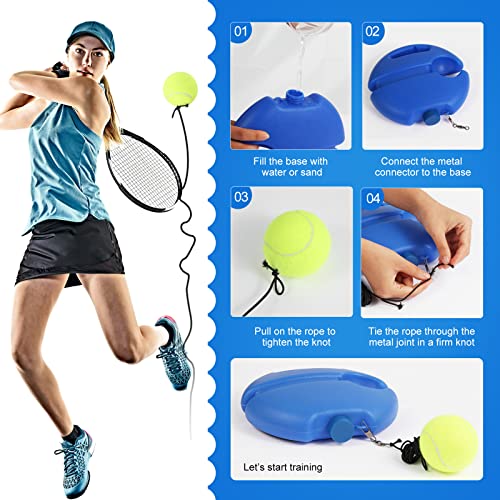 PULEEBO Tennis Trainer Rebound Ball for Self Practice, 3 Balls with String, Anti-Tangle Hook, Vibration Dampeners, Overgrip, Color Box - Image 4