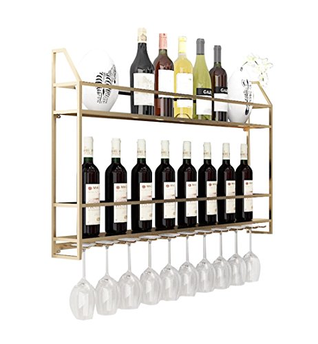 Preisvergleich Produktbild Weinregal Wandmontiert Freistehendes Metall / LOFT Retro Wandregal Wandmontierter Wandregal / Wanddekoration Design Wein (Color : Gold)