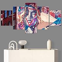 SIGNWIN 5 Panel Canvas Wall Art Modern Art Decorative Decorative Elements Digital Art Multicolor Patterns Urban for Home Decorations Ready to Hang - 60