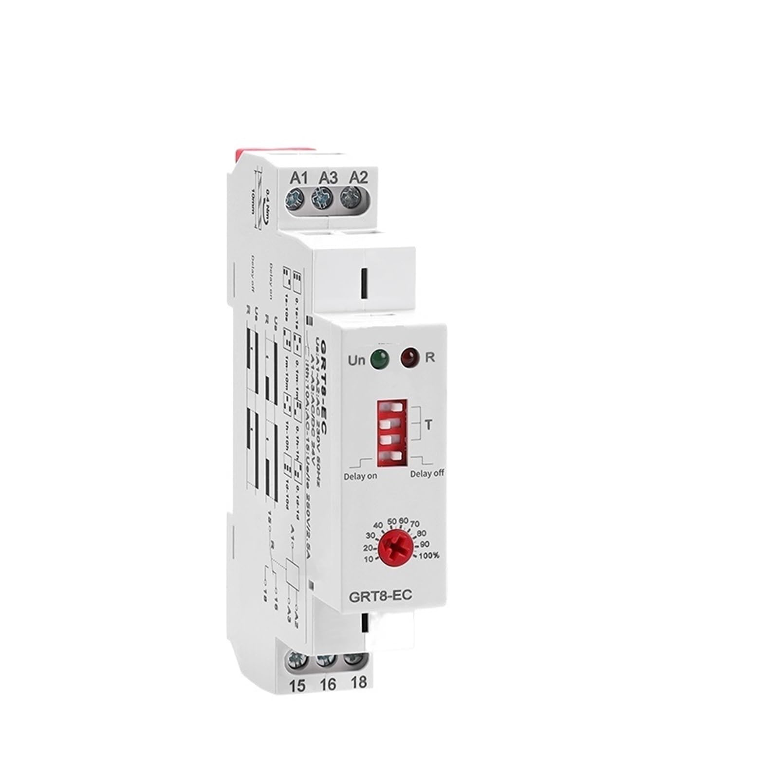 Relé de tiempo GRT8-EC ajustable de retardo mini para carril DIN 220V 6