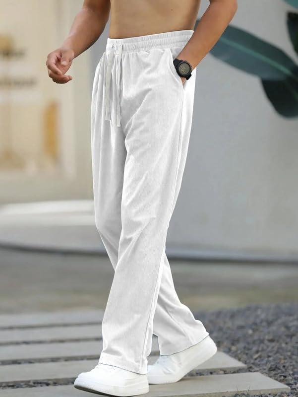 Paralians Pantaloni sportivi da uomo in poliestere, vestibilità dritta, vita flessibile, vita media, elasticizzati, per sport, palestra e abbigliamento casual