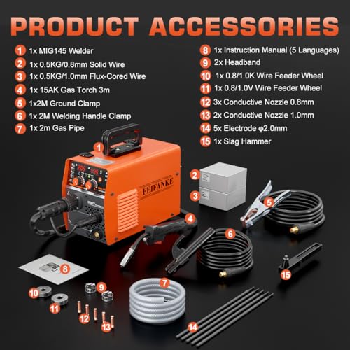 Image of 145A MIG Welder 110V, Gas MIG /Flux Core Gasless MIG /MMA Stick /Lift TIG, 4-in-1 Multi-Process Welding Machine with Synergic Control, Wire Feed Welder with IGBT Inverter & Complete Kit