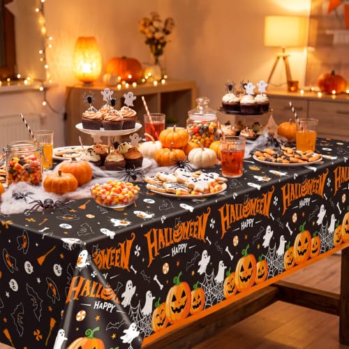 Image of NatNarr 3 Pack Halloween Plastic Tablecloths, Halloween Party Decorations