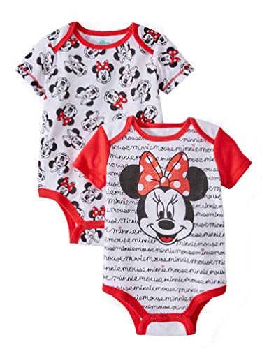 Disney Minnie Mouse Baby Girls 2 Piece Bodysuit Set (0-3 Months) Black Red