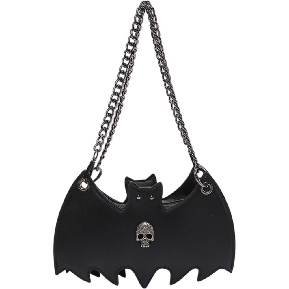 Fituenly Women's Black Halloween Bat Crossbody Bag, Pu Leather Shoulder Bag Halloween Gothic Purse For Girls