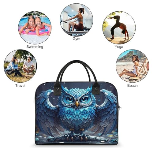 Bolso Tote azul con asa ajustable y cierre para portátil miniatura 4