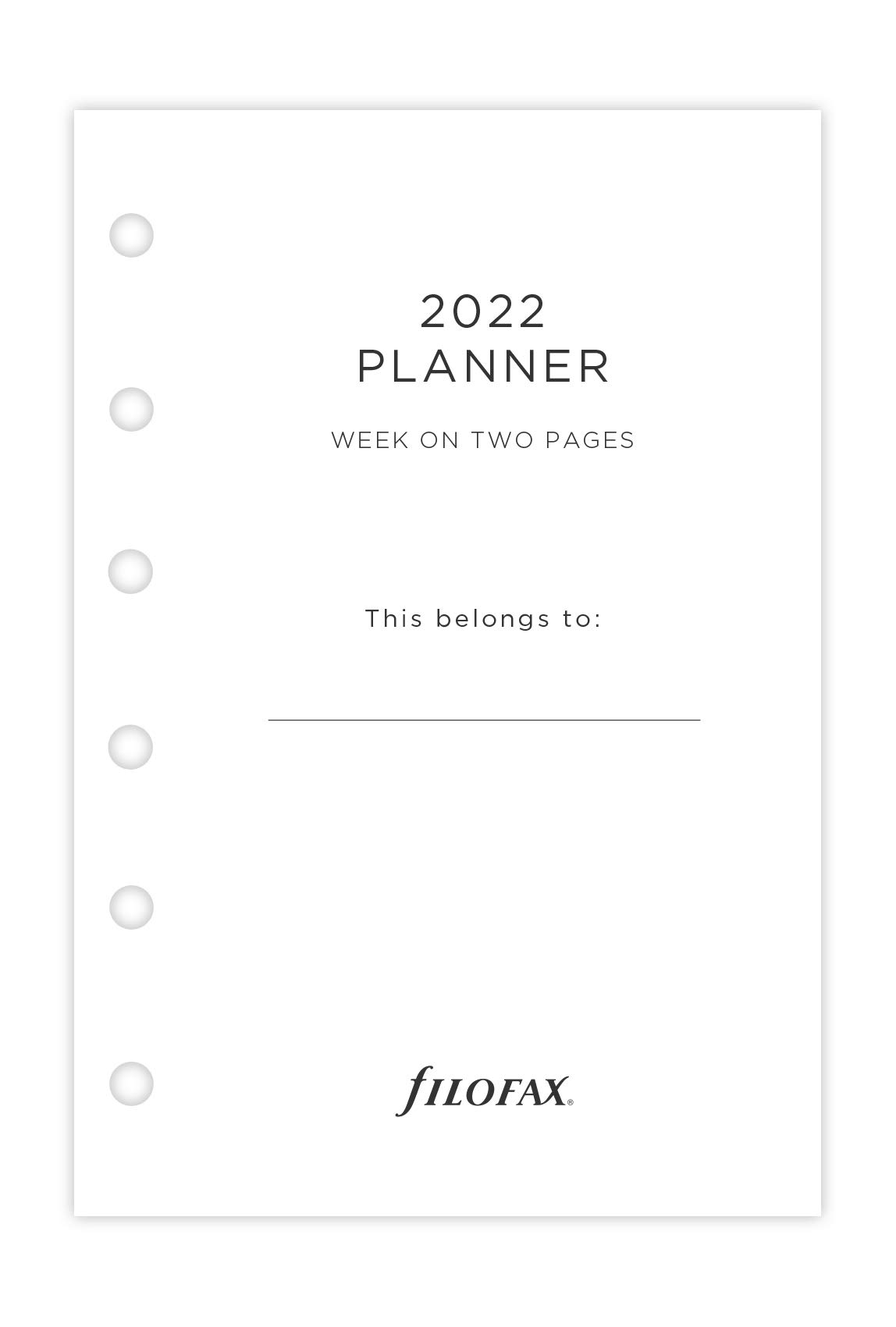 Filofax Taschenkalender 2022, 22-68290, Wochenansicht auf 2 Seiten