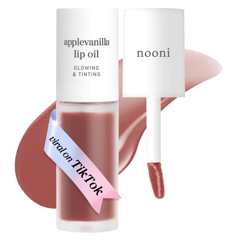 NOONI Korean Lip Oil - Applevanilla | Long-Lasting, Moisturizing, Plumping, Revitalizing for Dry Lips, Waterproof, No Peel Off, Korean Tint, Hydrating Lip Stain, Nourishing Crystal Clear, 0.12 FL Oz 18 Applevanilla