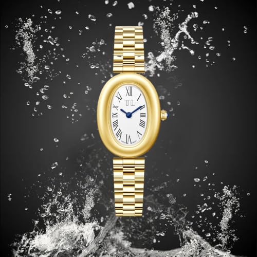 Image of Elliora Women's Luxury Gold Oval Watch | Elegant Stainless Steel Bracelet | Waterproof Fashion Business Dress Watch for Women | 32mm Dial - Gold