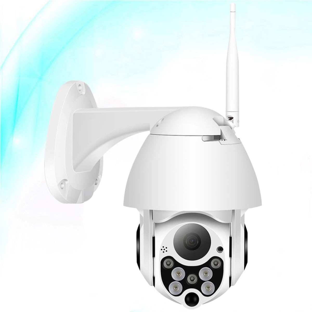 Veemoon Telecamera di Sicurezza Esterna Wifi, Videocamera Dome in Plastica Bianca, Zoom Digitale 4x, per Sorveglianza Casa e Animali