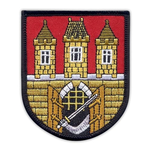 Écusson brodé Prague Noir Velcro pour blouson, patch héraldique réutilisable
