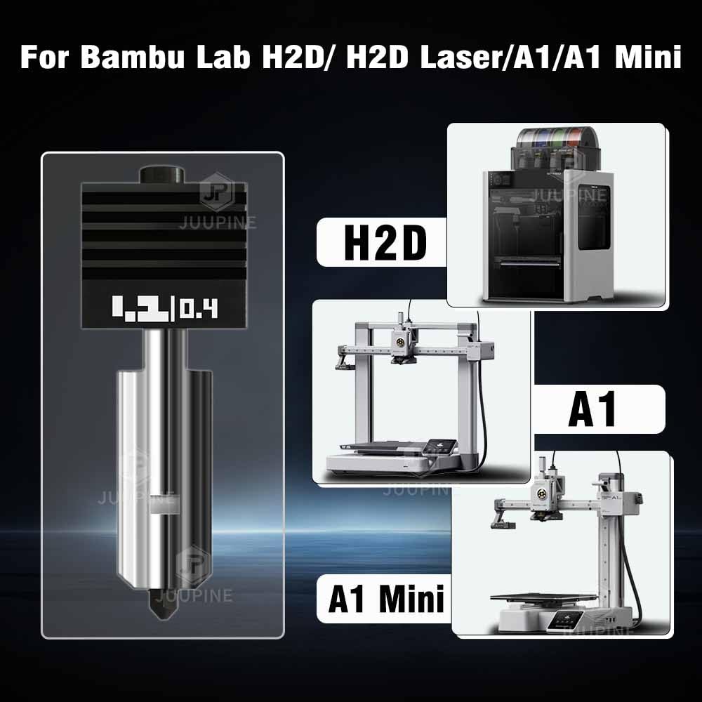 Kit di ricambio per Bambu H2S/H2D Hotend 0,4 mm Hardened Steel Nozzle per Bambu Lab H2D/H2S/A1/A1 Mini, High Speed Precision and Time-Saving Extruder hotend Print Head (2 pezzi)