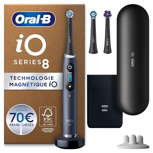 Oral-B iO 8 Brosse À Dents Électrique Noire, Un Capteur De Pression Pour Protéger Les Gencives...