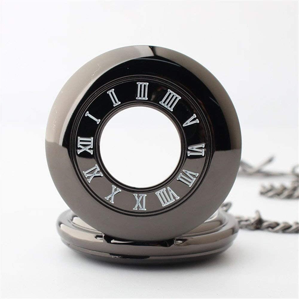 Reloj de Bolsillo esculpido Vintage, Relojes de Pulsera, Escala de números Romanos Vintage Cuarzo con Cadena