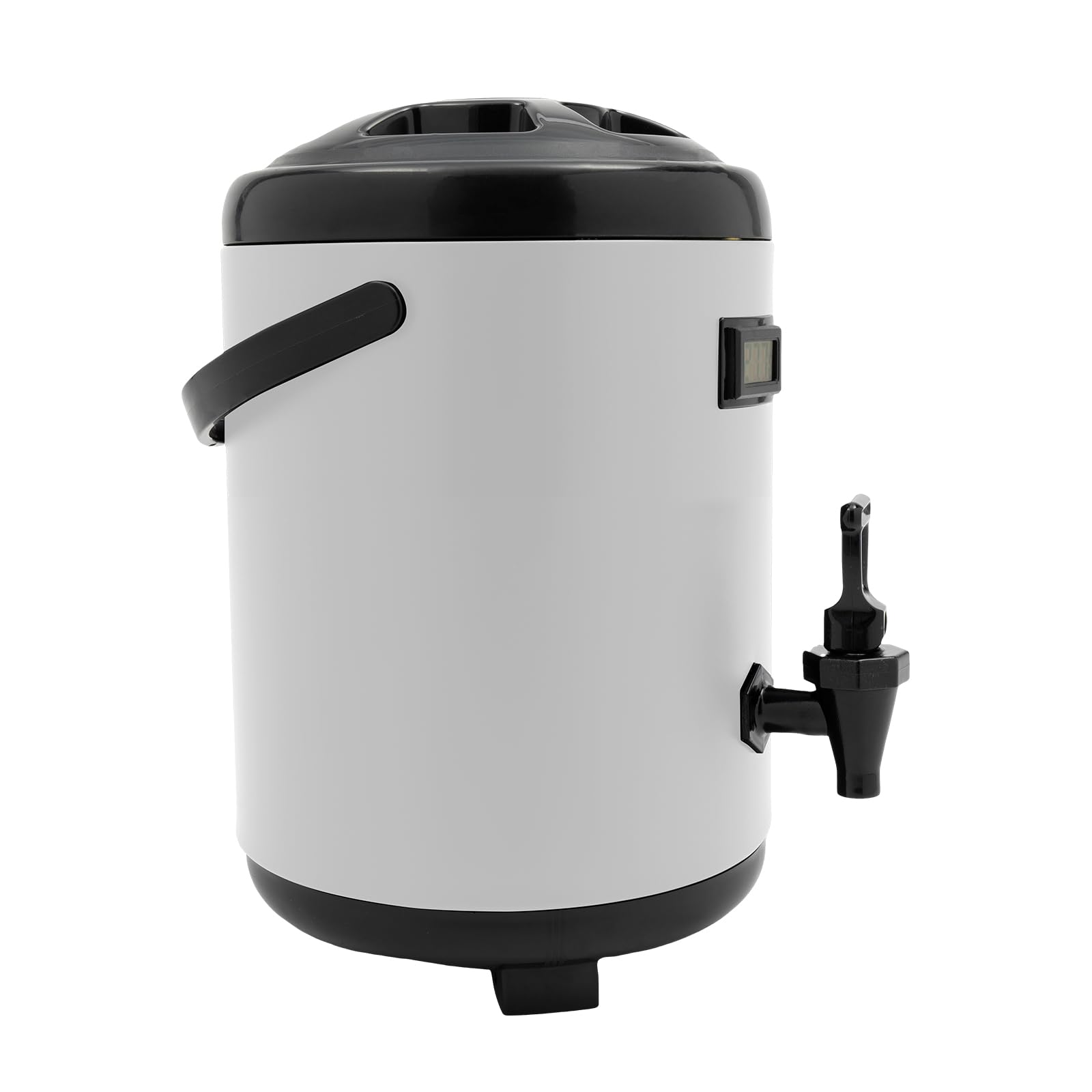 OUKANING Dispenser di bevande isolanti in acciaio inox, 8-12 l, con termometro digitale e rubinetto, doppia parete, mantiene le bevande calde e fredde per 12 ore, grande dispenser di bevande per feste