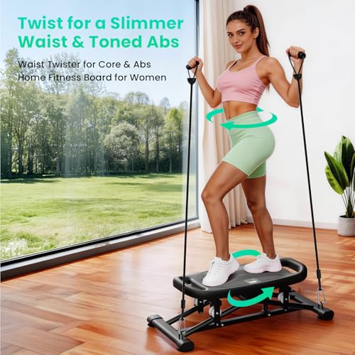 Image of Balance Board for Adults, Rocking Stepper with Resistance Bands, 300LBS Portable Wobble Board, Quiet Side to Side Ski Simulator Trainer Exercise Machine for Home Gym Core Workout