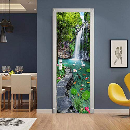 3d TüRaufkleber Landschaft Selbstklebende Wandbild Home Decoration Wandaufkleber Schlafzimmer Wohnzimmer Abnehmbare Poster Art Aufkleber-77 x 200 cm Cover
