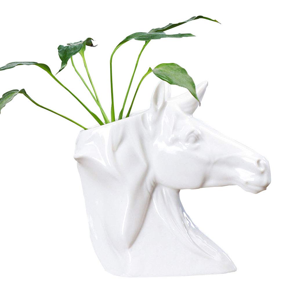 NTPHNB Horse Succulent Pots Ceramic Planter Small Cactus Flower Pot (Black)