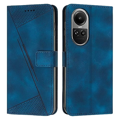 Étui Oppo Reno10 bleu avec porte-carte et dragonne pratique pour le quotidien