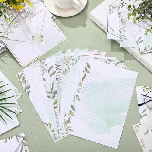Image of TaoBary 160 Pcs Eucalyptus Stationery Paper and Envelopes Set