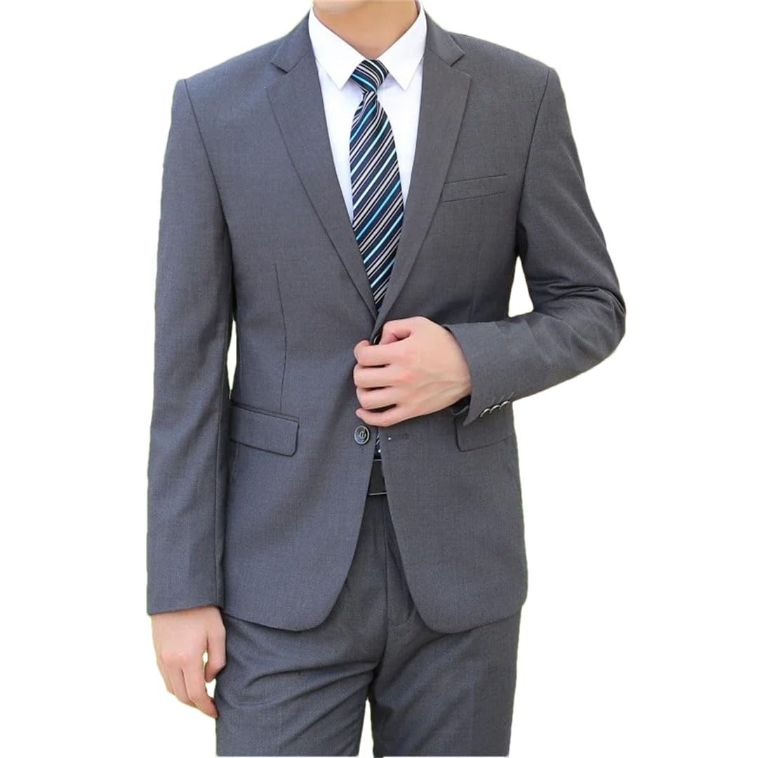 Uomini Affari Sottile Tinta Unita Professionale Abito Sposo Best Man Suit (Blazer + Pantaloni)