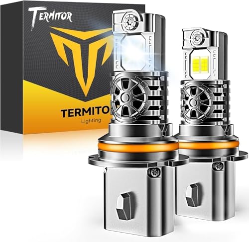 Termitor Upgraded 9007/HB5 Bulbs High/Low Beam, 60,000LM 15X Ultra Brightness, 6500K Cool White,1:1 Mini Halogen Size, 9007 Fog Light with Cooling Fan, Plug and Play, Pack of 2