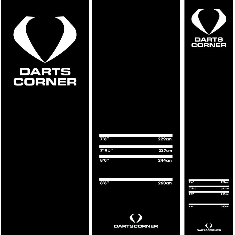 Darts Corner MAT04 | Non Slip Carpet Dart Mat, Black, 290cm x 60cm