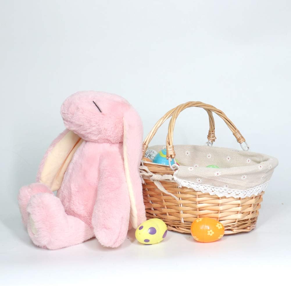 Wicker Basket Gift Baskets Empty Oval Willow Woven Picnic Basket Easter Candy Basket Storage Basket Wine Basket with Handle Egg Gathering Wedding Basket (Natural)