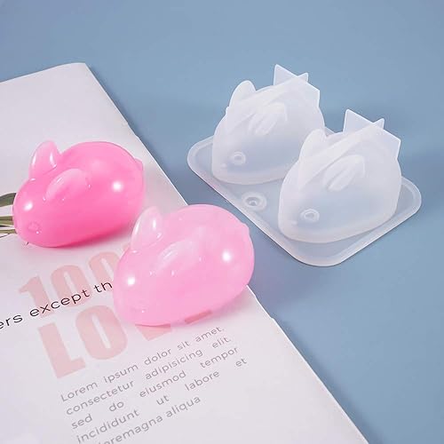 Miniatura 4 de 4 Piezas 3D Conejo Silicona Resina Molde Conejo de Pascua Silicona Epoxy Resina Moldes de Fundición DIY Jabón Vela Yeso Hacer Molde Chocolate Candy