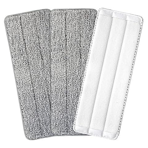 Almcmy Microfiber Mop Pads (3 Pack), 12.6" x 4.9" Mop Refill Pads Compatible with Almcmy Flat Mop Bucket Set, Reusable Washable Replacement Mop Pads for Hardwood Floor Cleaning Cover