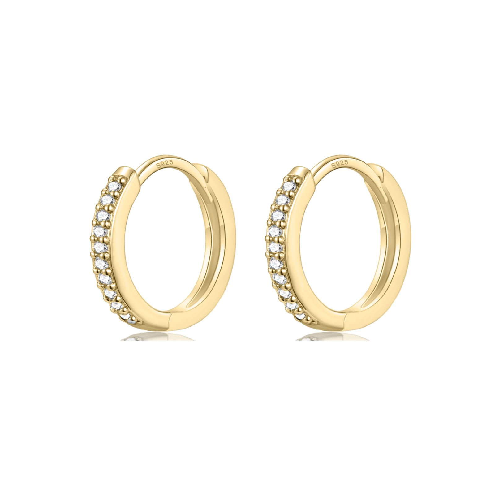 WOVEE 3 Paar Ohrringe Silber 925 Stecker Damen Set (8/10/12mm) Huggies Creolen Klein mit Zirkonia für Damen Herren