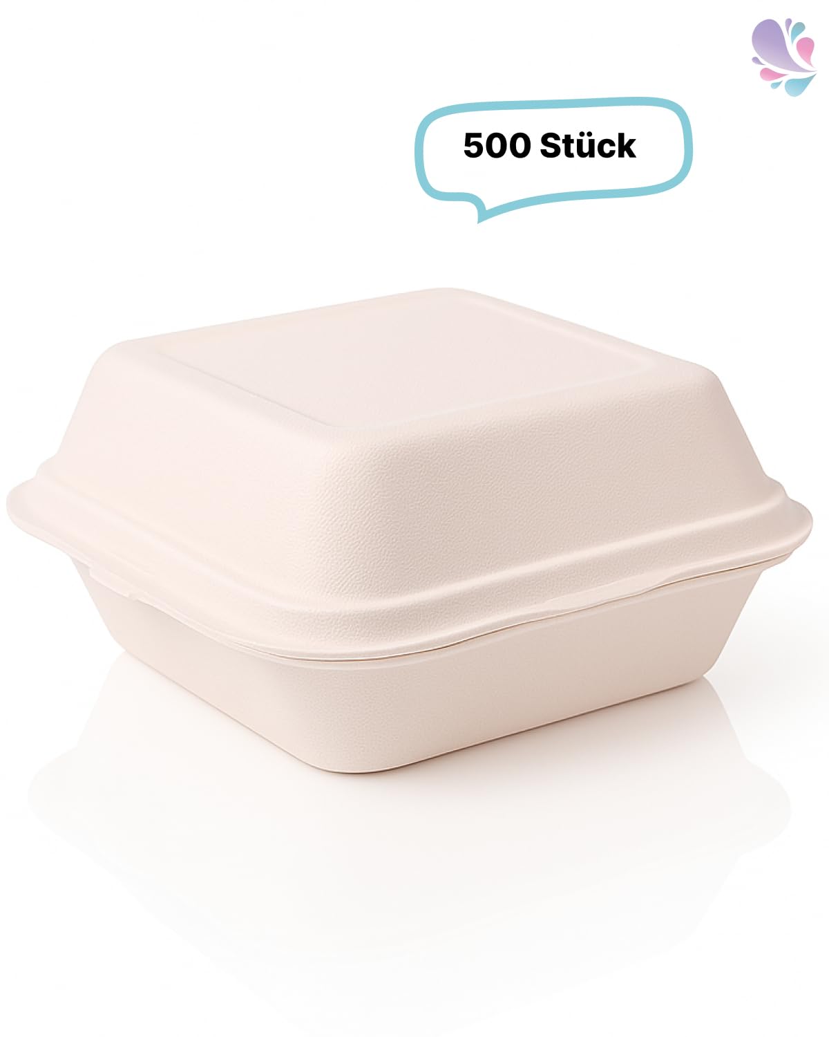 Bagasse-Burgerbox IP6 – 500 Stück