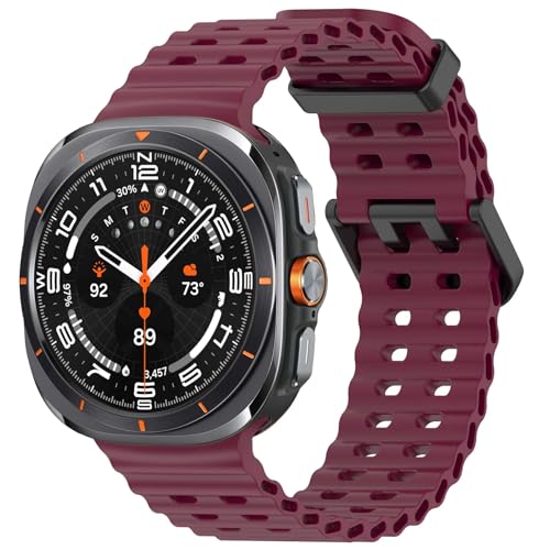Bracelet de sport en silicone marin compatible Samsung Galaxy Watch 7 Ultra 47mm étanche