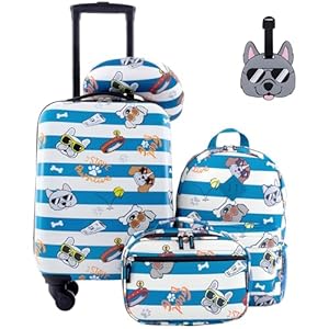 Travelers Club 5 Piece Kids’ Luggage Set, Cool Dog