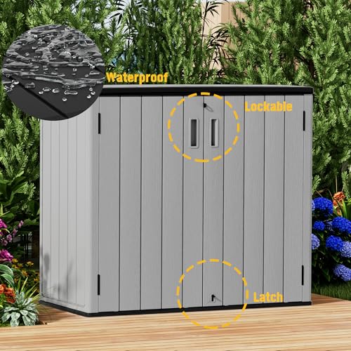 Image of Mrosaa Large Outdoor Storage Box,Resin Sheds&Outdoor Storage Waterproof /Lockable,Outdoor Storage Cabinets for Balcony,Garage,Backyard (37Cu.ft-Pale Grey)