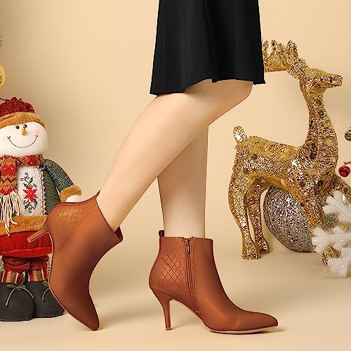 Allegra K Women's Pointed Toe Side Zipper Stiletto Heels Ankle Boots2