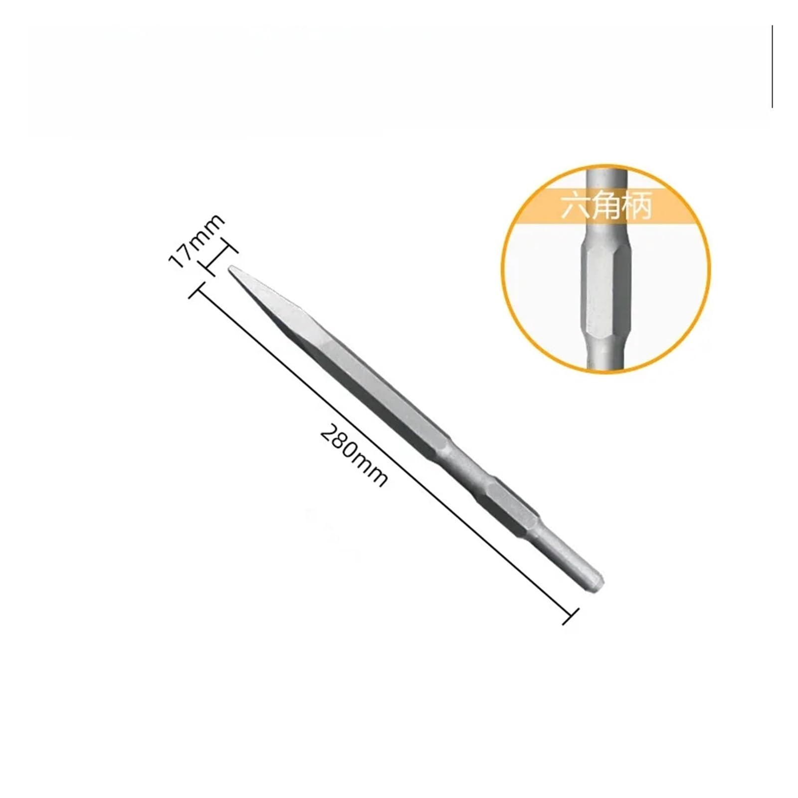 Cincel SDS/Plus de 250 mm con Mango Hexagonal, Martillo eléctrico, Punta Plana, Herramientas de mampostería for hormigón, ladrillo, Pared, Roca(Pointed Chisel)