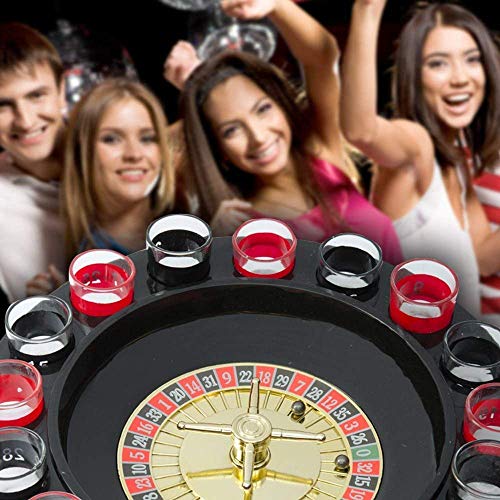 Image of Go Hooked Roulette Drinking Game Set with 16 Black & Red Shot Glasses, Casino Gambling Party Games for Adults